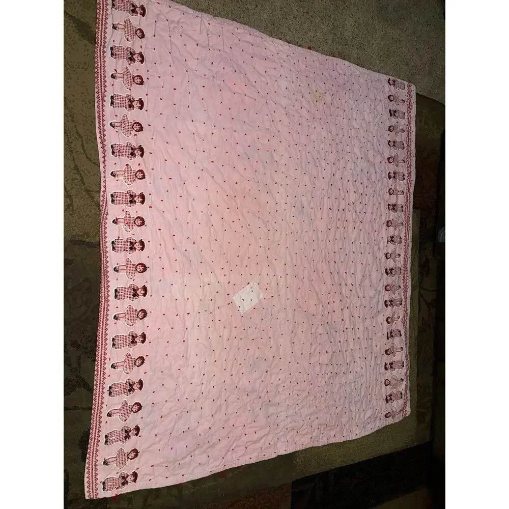 Vintage Patchwork Quilt Folk Art Colorful Scrap Granny Tied - Picture 8 of 15